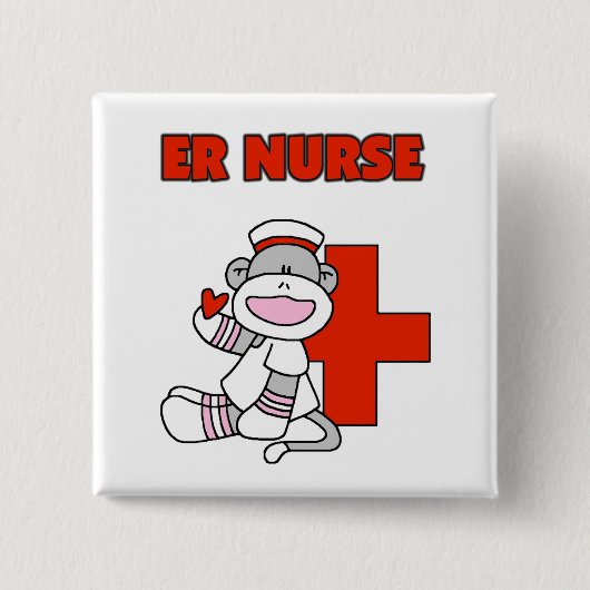 Socken-Affe ER-Krankenschwester-T - Shirts und Button (Vorderseite)