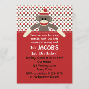 Socken-Affe-Geburtstags-Party Einladung - fertigen