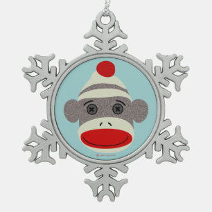 Socken-Affe-Gesichts-Schneeflocke-Verzierung Schneeflocken Zinn-Ornament