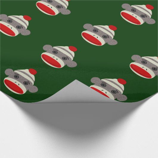Socken-Affe-Gesichts-WeihnachtsPackpapier Geschenkpapier (Ecke)