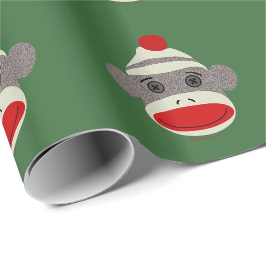 Socken-Affe-Gesichts-WeihnachtsPackpapier Geschenkpapier (Rolleneckpunkt)