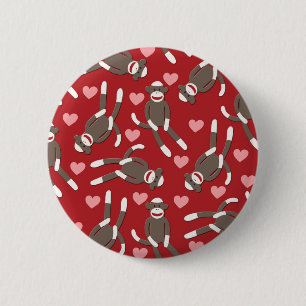 Socken-Affe-Herzen Button