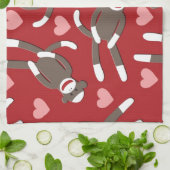 Socken-Affe-Herzen Küchentuch (Gefaltet)