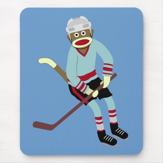 Socken-Affe-Hockey-Spieler Mousepad (Vorne)