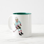 Socken-Affe-Hockey-Spieler Zweifarbige Tasse (Vorderseite Links)
