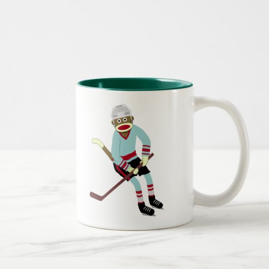 Socken-Affe-Hockey-Spieler Zweifarbige Tasse (Rechts)
