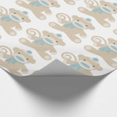 Socken-Affe im Blau Geschenkpapier (Ecke)