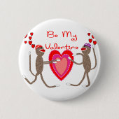 Socken-Affe "ist mein Valentine-" niedliche Button (Vorderseite)