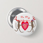 Socken-Affe "ist mein Valentine-" niedliche Button (Vorne & Hinten)