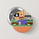 Socken-Affe-Kaffeestube Barista Button (Vorne & Hinten)