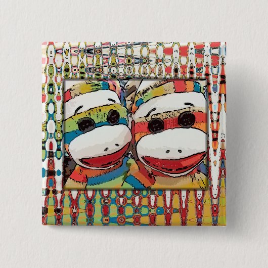 Socken-Affe-Knopf Button (Vorderseite)