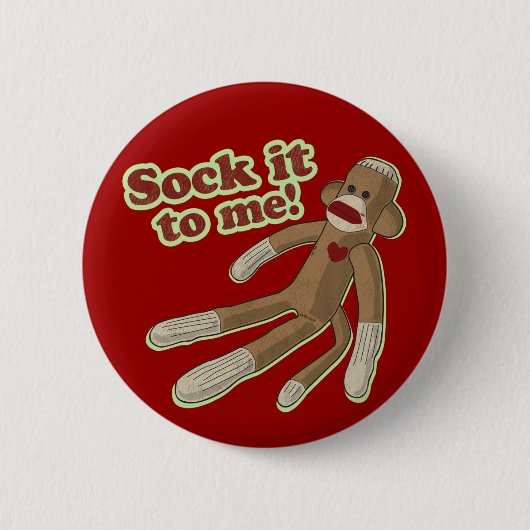 Socken-Affe-Knopf Button (Vorderseite)