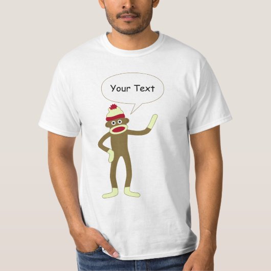 Socken-Affe-kundengerechte Comic-Sprache-Blase T-Shirt (Vorderseite)