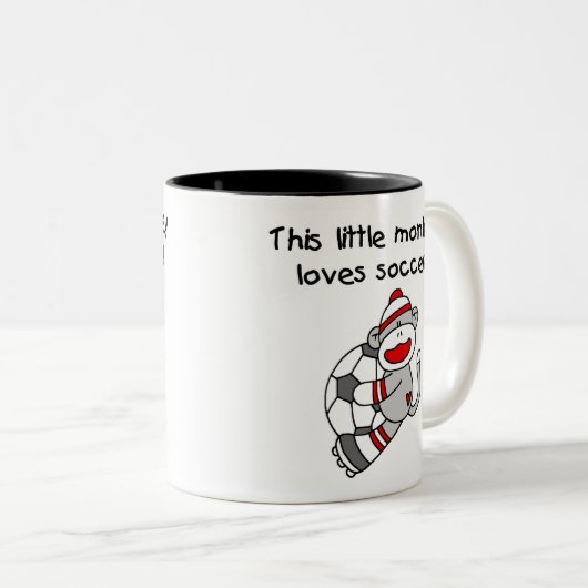 Socken-Affe-Liebe-Fußball Zweifarbige Tasse (VorderseiteRechts)