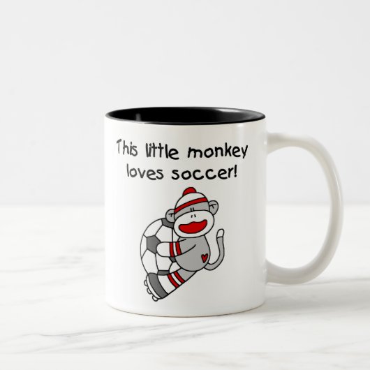 Socken-Affe-Liebe-Fußball Zweifarbige Tasse (Rechts)