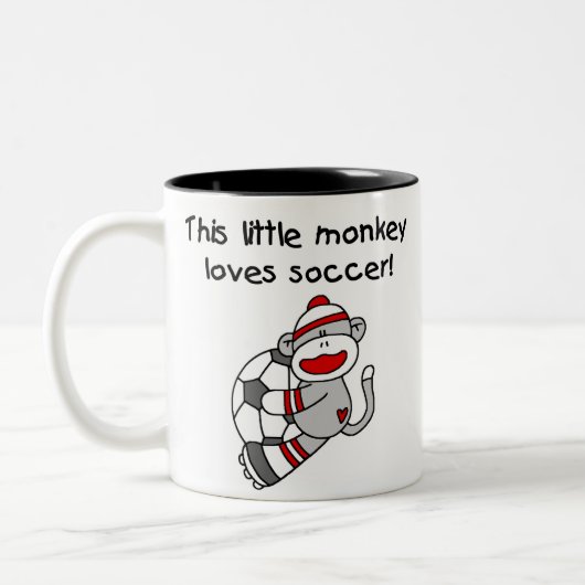 Socken-Affe-Liebe-Fußball Zweifarbige Tasse (Links)