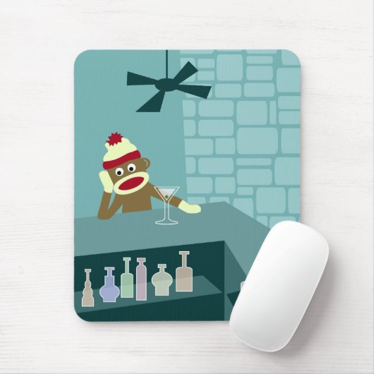 Socken-Affe-Martini-Bar Mousepad (Mit Mouse)