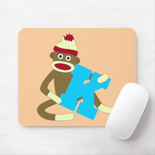Socken-Affe-Monogramm-Junge K Mousepad (Mit Mouse)