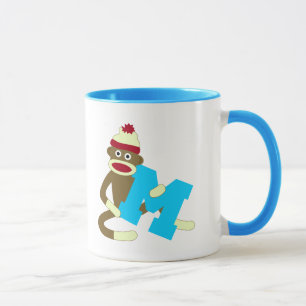 Socken-Affe-Monogramm-Junge M Tasse