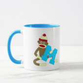 Socken-Affe-Monogramm-Junge M Tasse (Links)