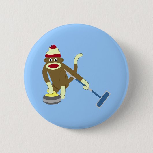 Socken-Affe-olympisches Winden Button (Vorderseite)