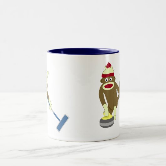 Socken-Affe-olympisches Winden Zweifarbige Tasse (Mittel)