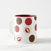 Socken-Affe-Polka-Punkt-Tasse (Red&Brown) Zweifarbige Tasse (Vorderseite Links)