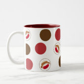 Socken-Affe-Polka-Punkt-Tasse (Red&Brown) Zweifarbige Tasse (Links)