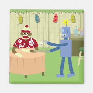 Socken-Affe-Roboter-Kellner Magnet