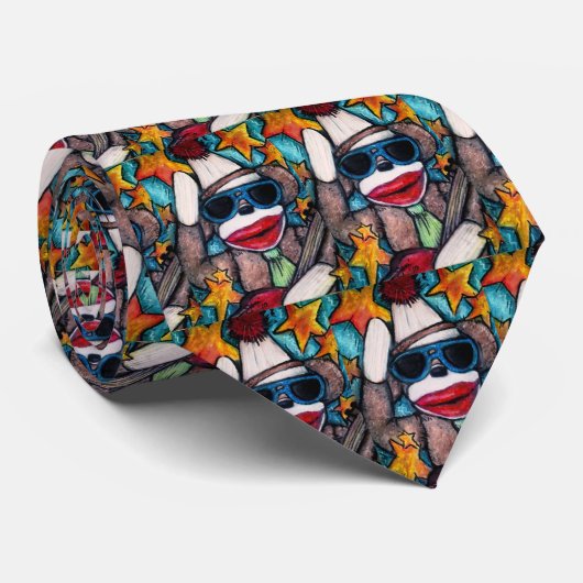 Socken-Affe-Rockstar Krawatte (Gerollt)