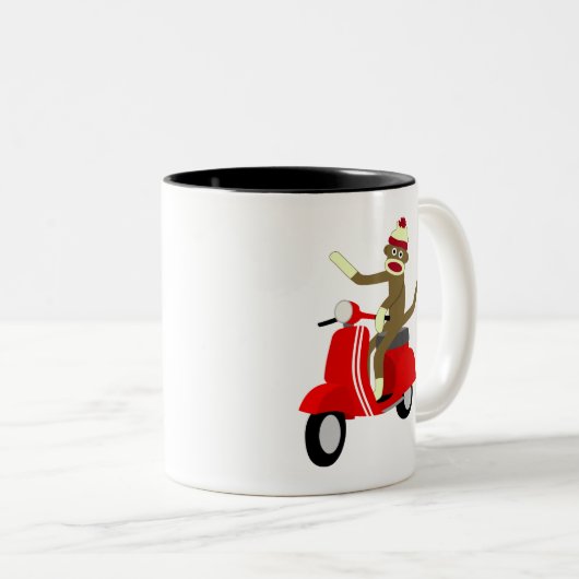 Socken-Affe-Roller Zweifarbige Tasse (VorderseiteRechts)