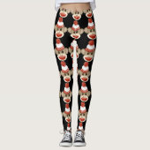 Socken-Affe-Schwarz-einzigartige Retro Leggings (Vorderseite)