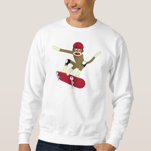 Socken-Affe-Skateboardfahrer Sweatshirt (Vorderseite)