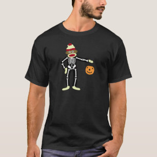 Socken-Affe-Skelett Halloween T-Shirt