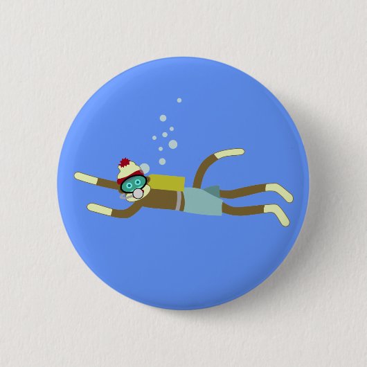 Socken-Affe-Sporttaucher Button (Vorderseite)