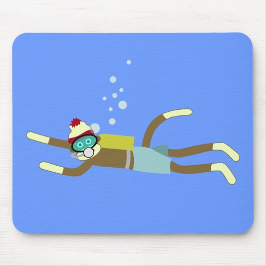 Socken-Affe-Sporttaucher Mousepad (Vorne)