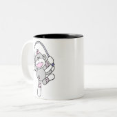 Socken-Affe-springendes Seil Zweifarbige Tasse (Vorderseite Links)