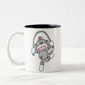 Socken-Affe-springendes Seil Zweifarbige Tasse (Links)