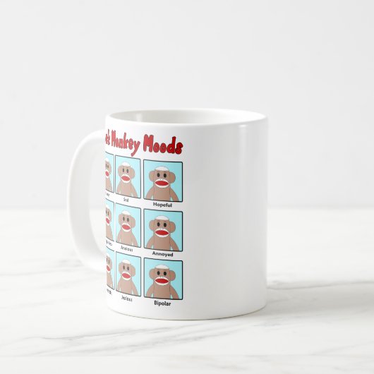 Socken-Affe-Stimmungs-Tasse Kaffeetasse (Vorderseite Links)