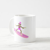 Socken-Affe-Surfer-Mädchen Kaffeetasse (Vorderseite Links)