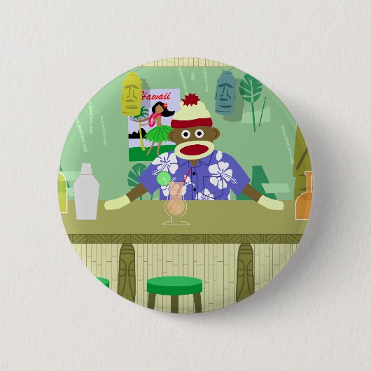 Socken-Affe Tiki Bar Button (Vorderseite)