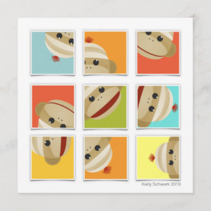 Socken-Affe trifft Block-quadratische Einladung