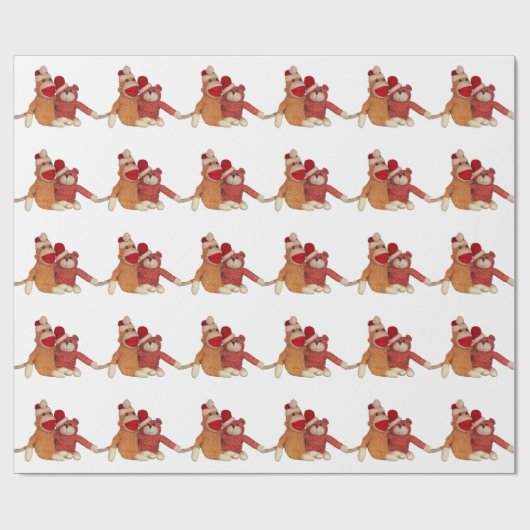 Socken-Affe und Bär in den Weihnachtsmannmützen Geschenkpapier (Flach)