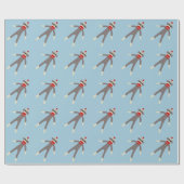 Socken-Affe-WeihnachtsPackpapier Geschenkpapier (Flach)