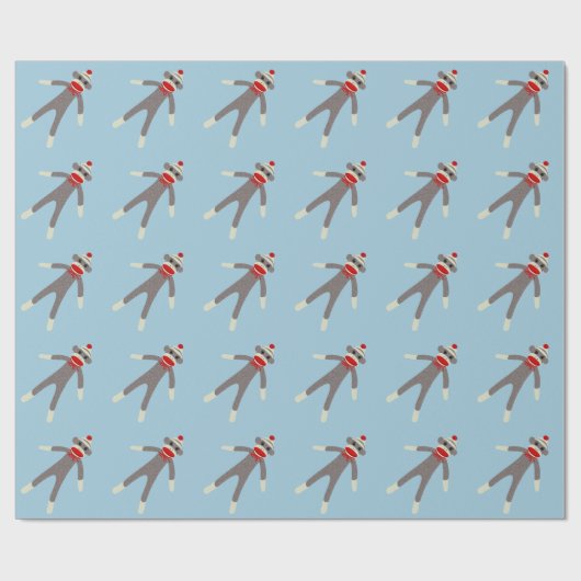 Socken-Affe-WeihnachtsPackpapier Geschenkpapier (Flach)