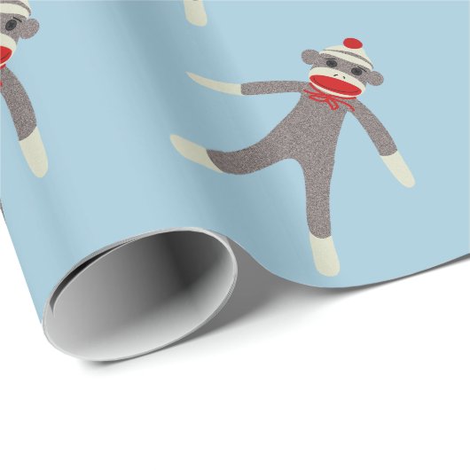 Socken-Affe-WeihnachtsPackpapier Geschenkpapier (Rolleneckpunkt)