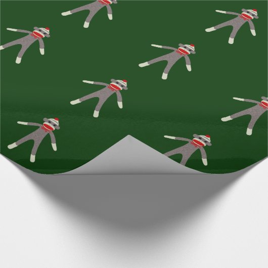 Socken-Affe-WeihnachtsPackpapier Geschenkpapier (Ecke)