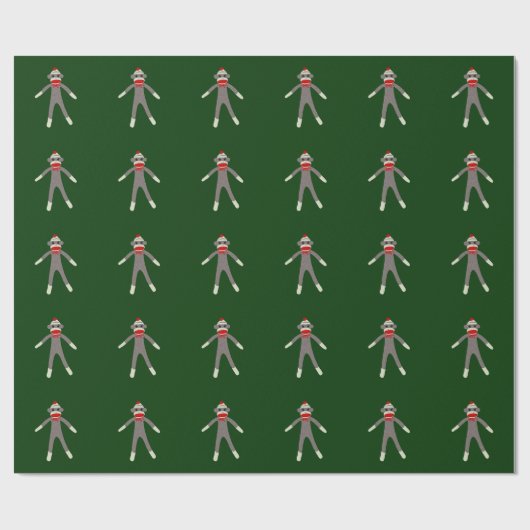 Socken-Affe-WeihnachtsPackpapier Geschenkpapier (Flach)