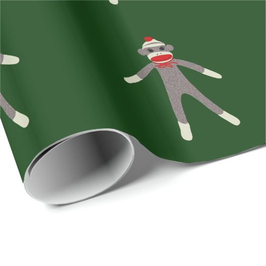 Socken-Affe-WeihnachtsPackpapier Geschenkpapier (Rolleneckpunkt)