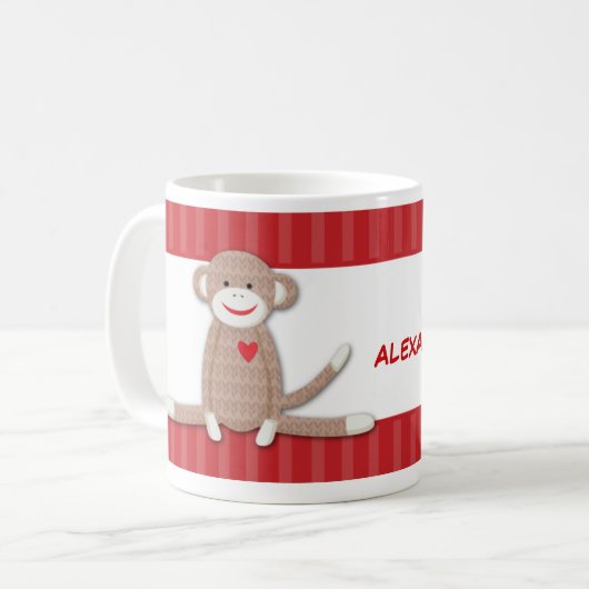 Socken Affen Personalisiert Kaffee Tasse (Vorderseite Links)